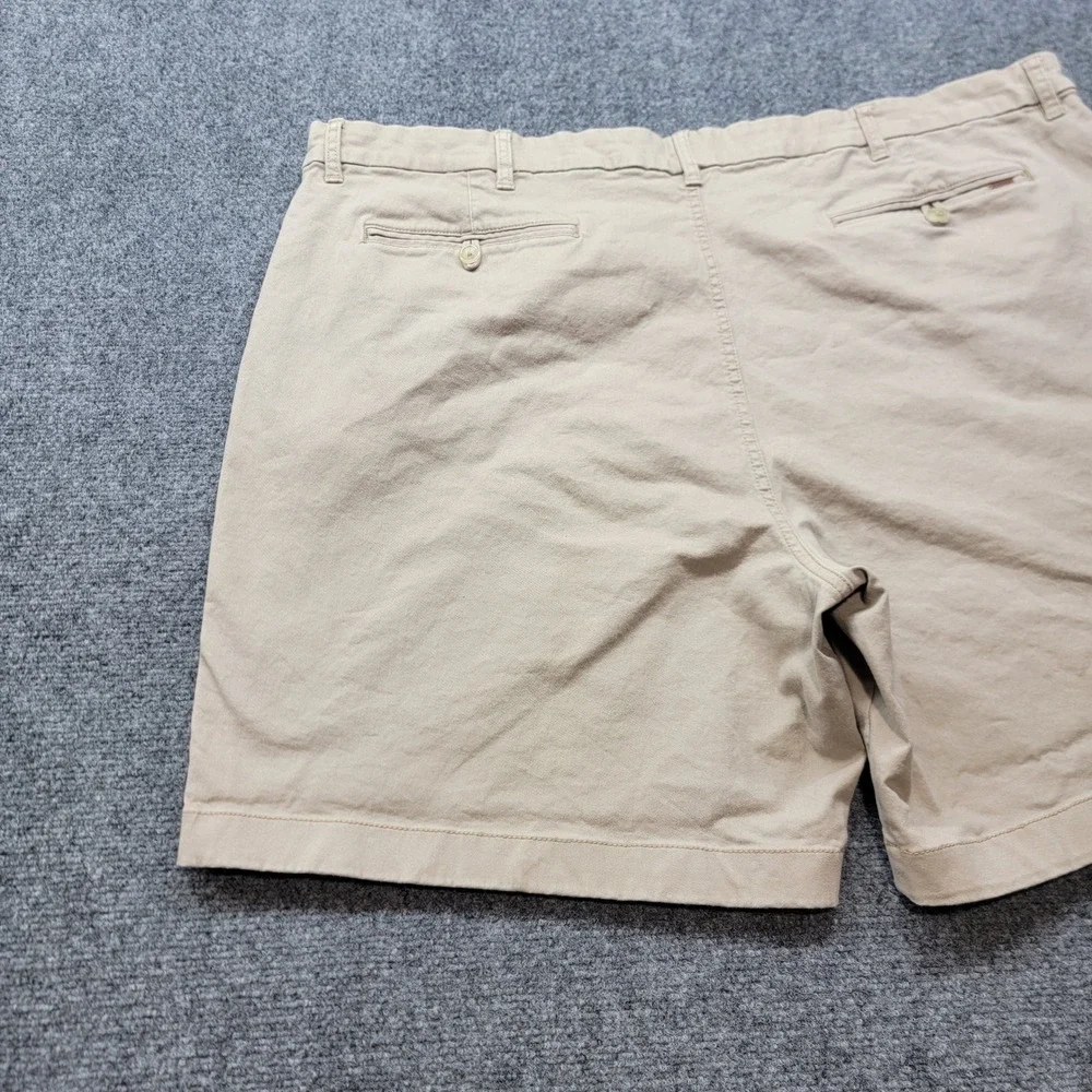 Chaps Mens Khaki Tan Stretch Chino Shorts Size 48 Flat Front Cotton Twill Casual